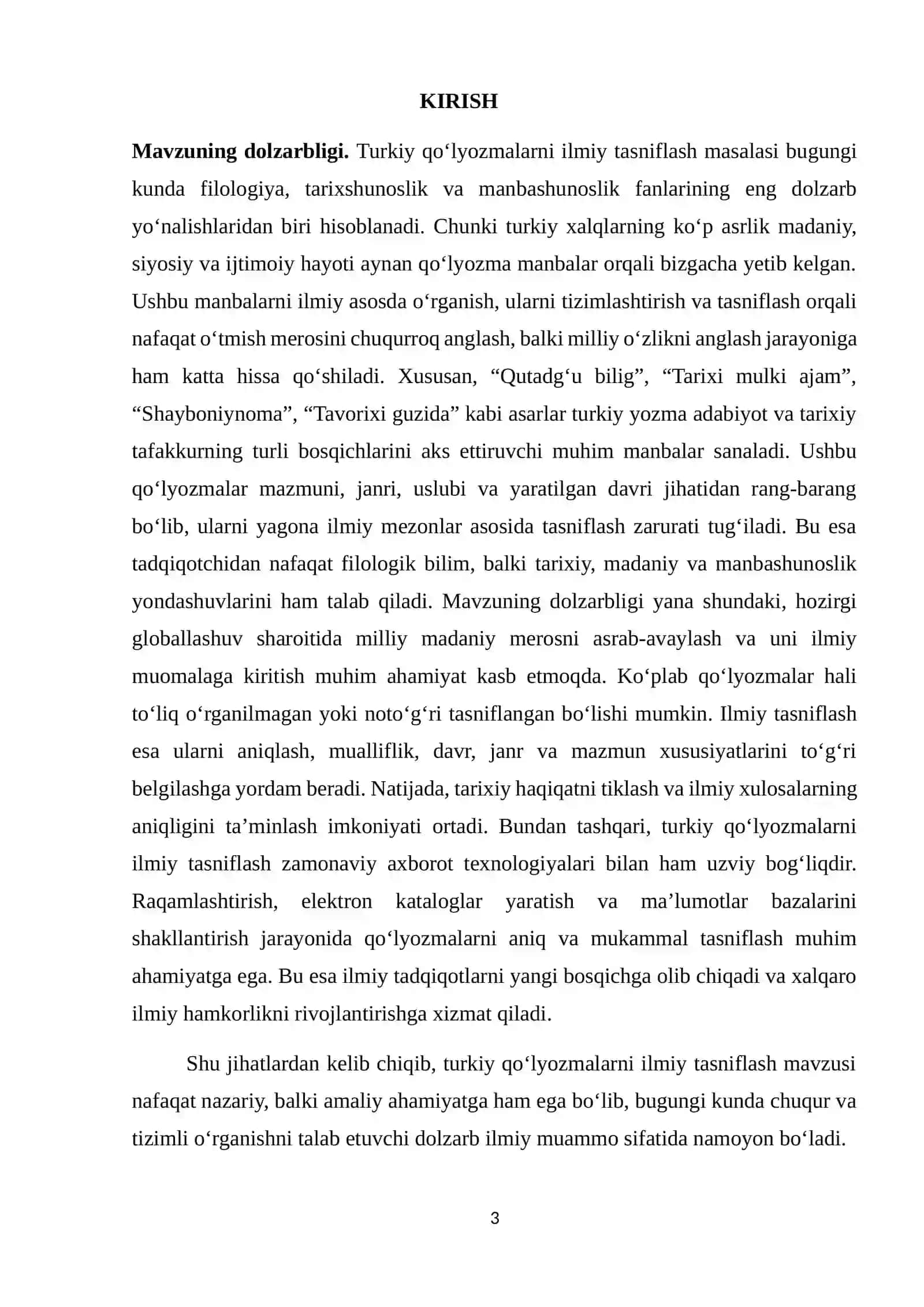 TURKIY QO‘LYOZMALAR MISOLIDA ILMIY TASNIF TAHLILI 3