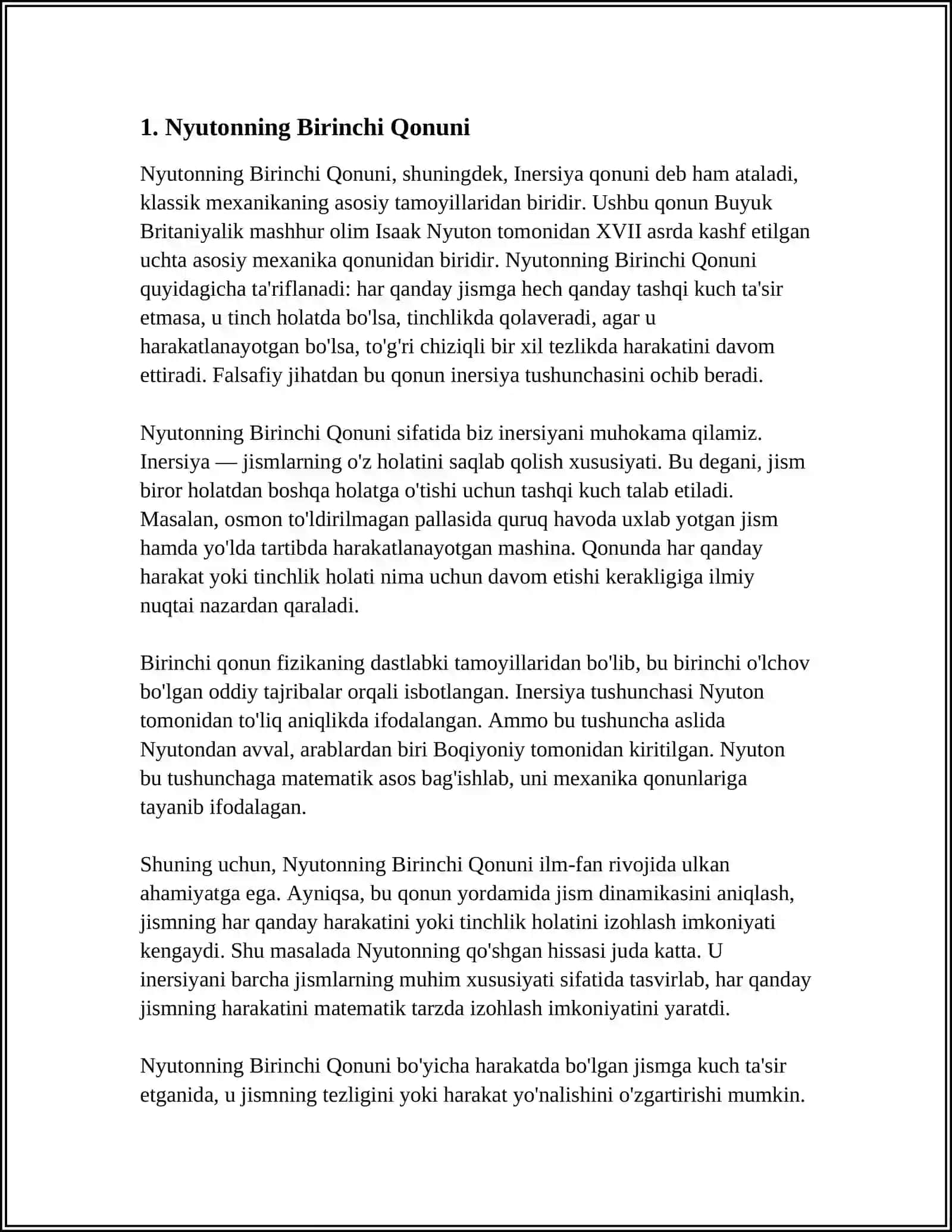 Nyutonning Birinchi Qonuni 3