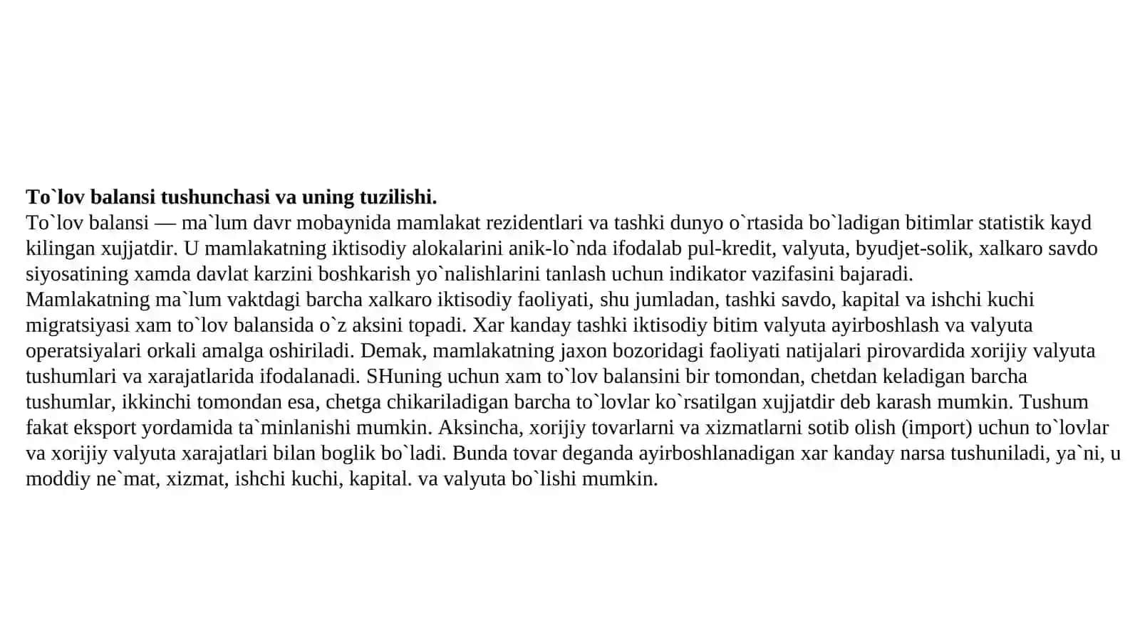 MAMLAKAT TO’LOV BALANSI 3