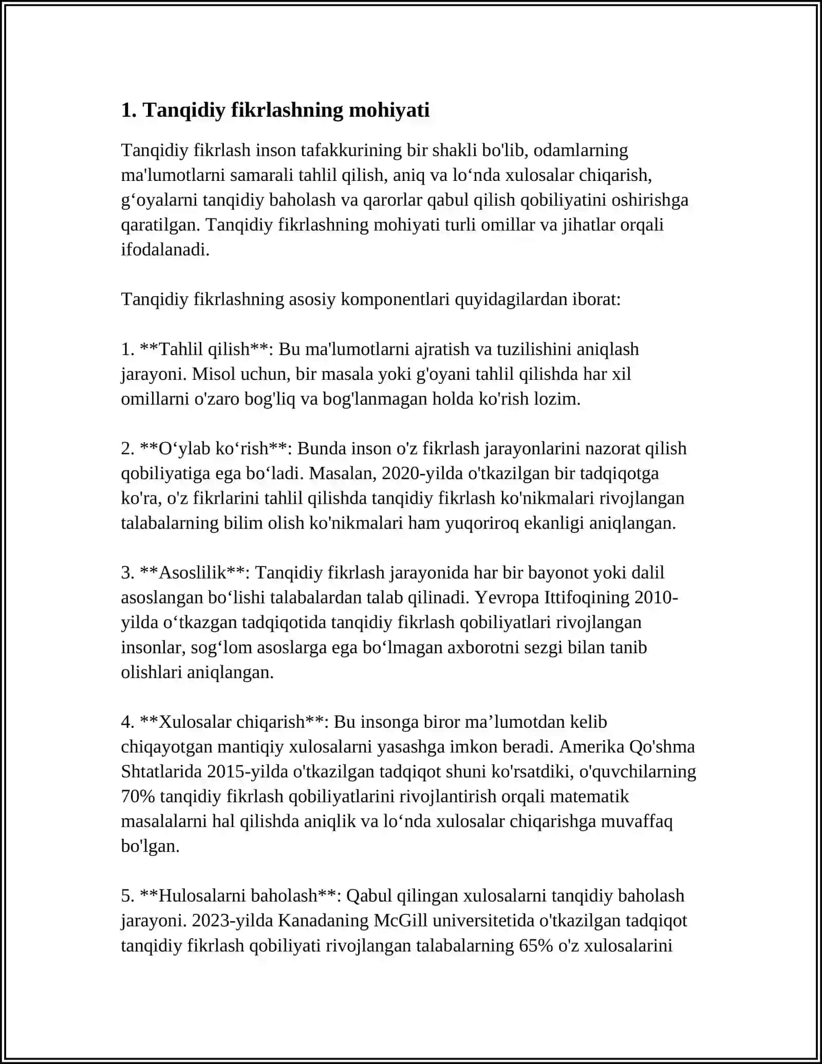 TANQIDIY FIKRLASHNING O'N QOIDASI 3