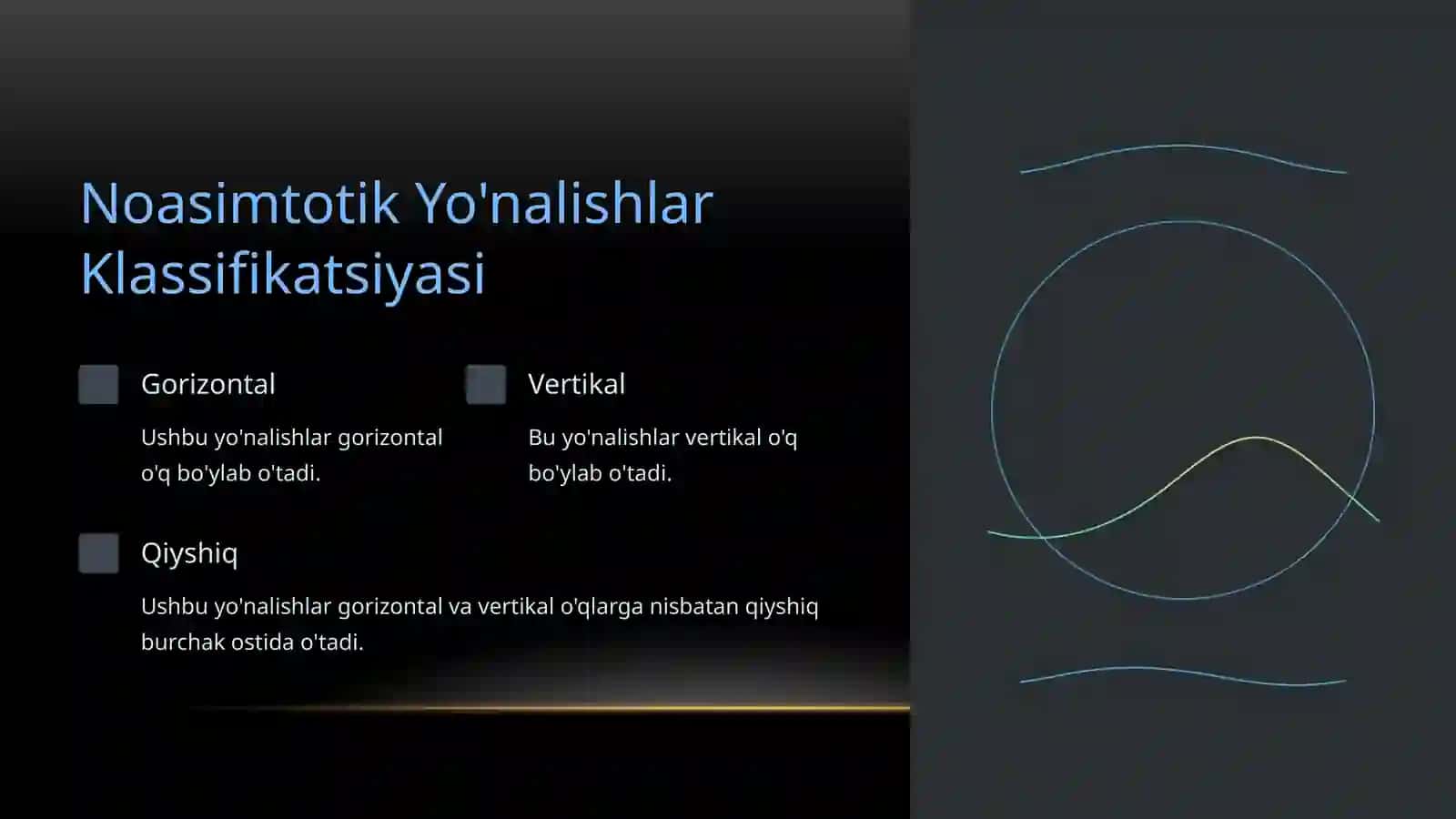 Noasimtotik Yo'nalishlar: Ikkinchi Tartibli Chiziqlarni O'rganish 3