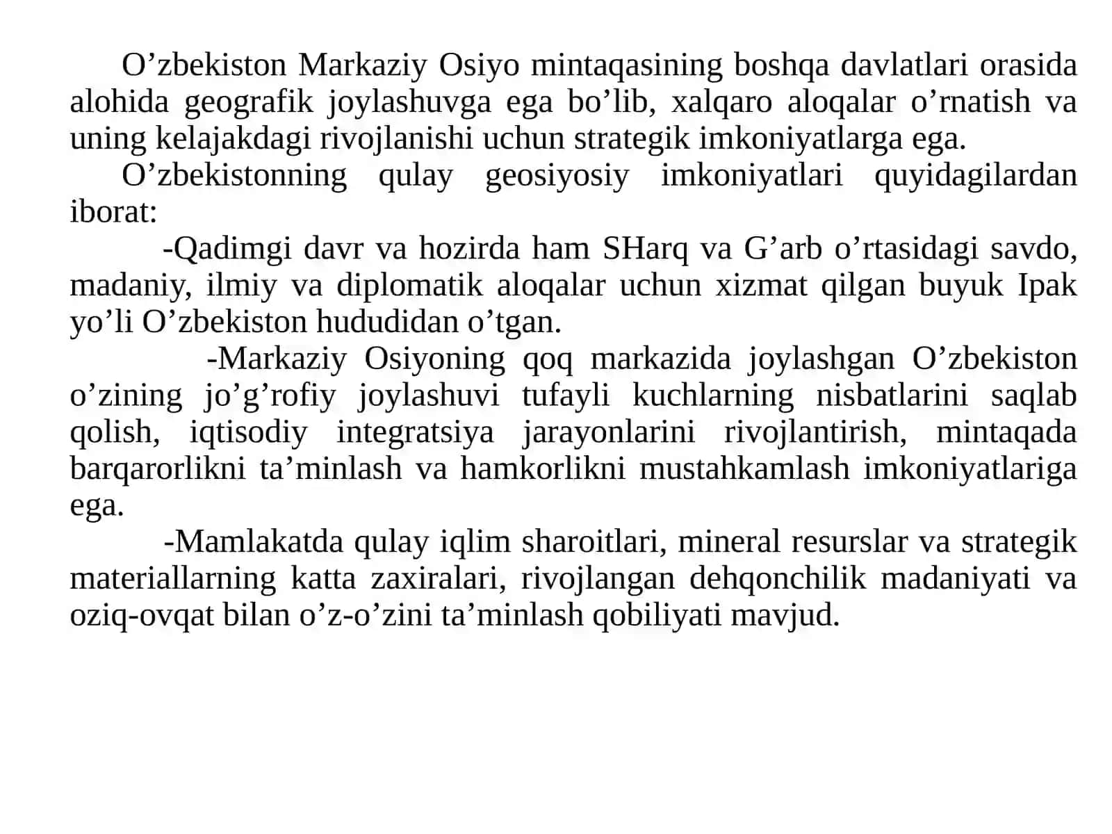 11-Mavzu. O’ZBEKISTONVAJAHON HAMJAMIYATI 3