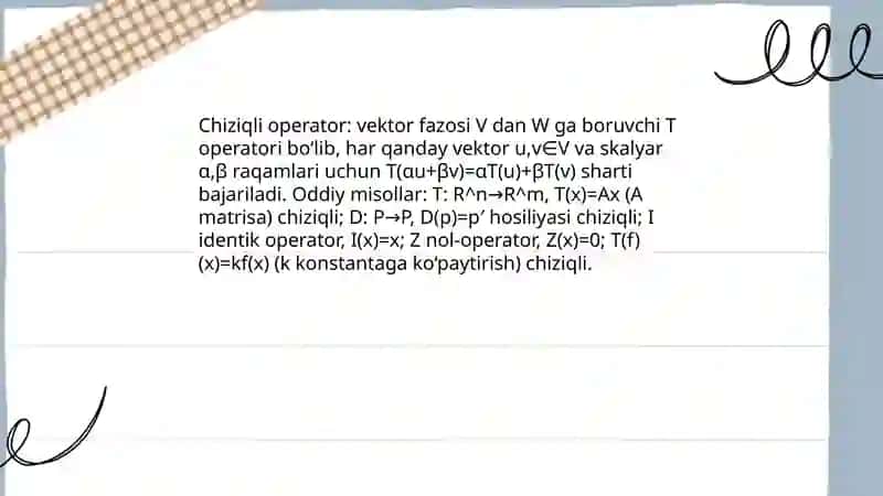Chiziqli va qoʻshma operatorlar 3