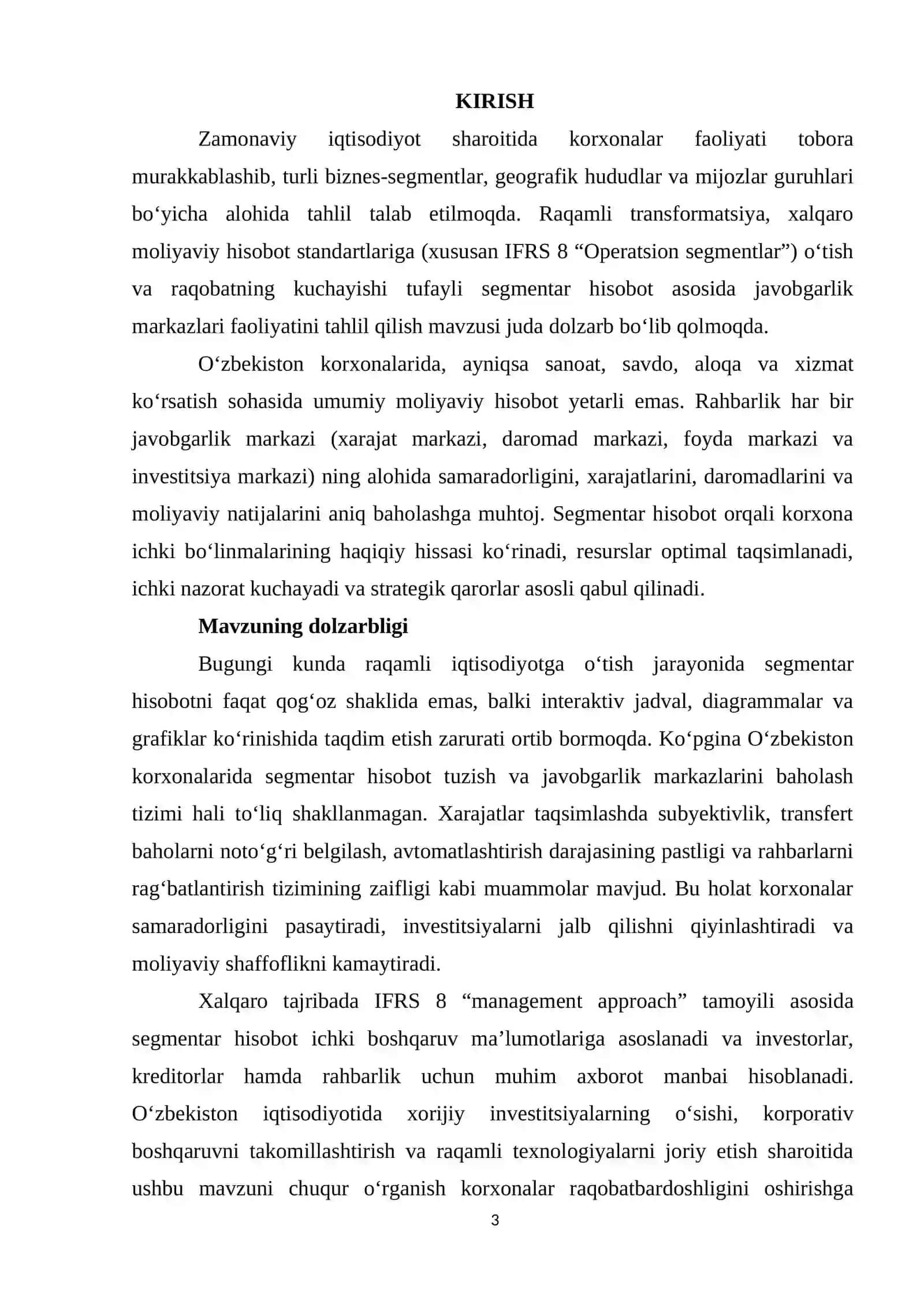 Segmentar hisobot asosida javobgarlik markazlari faoliyatini tahlil qilish 3