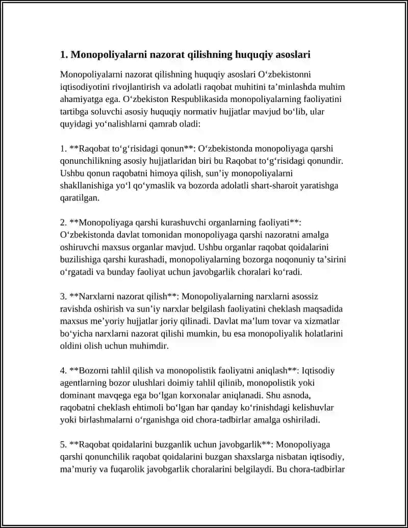 Monopoliyalarni nazorat qilishning huquqiy asoslari 3