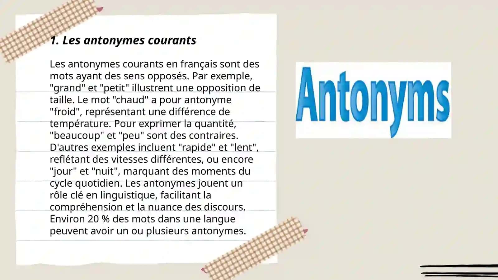 Les antonymes 3