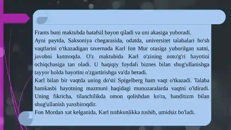 SHILLERNING QAROQCHILAR TRAGEDIYASI 3