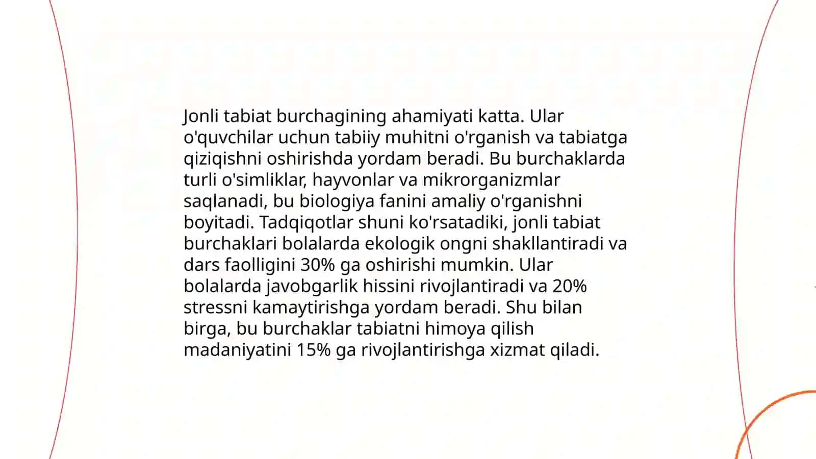 Jonli tabiat burchagining ahamiyati 3