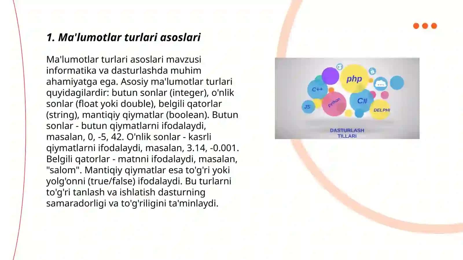 Ma'lumotlar turlari asoslari 3