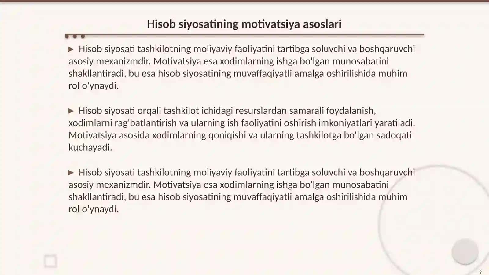 Hisob siyosatining motivation mazmuni va ahamiyati 3