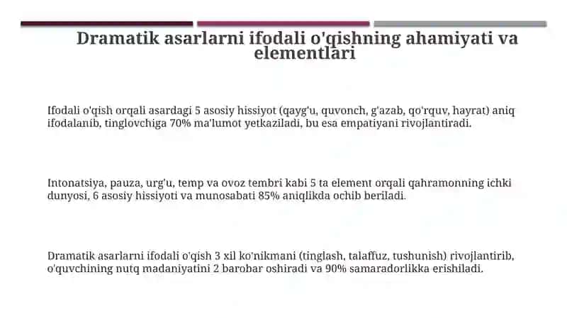 Maktab adabiyot darsligidagi dramatik asarlarni ifodali o'qish 3