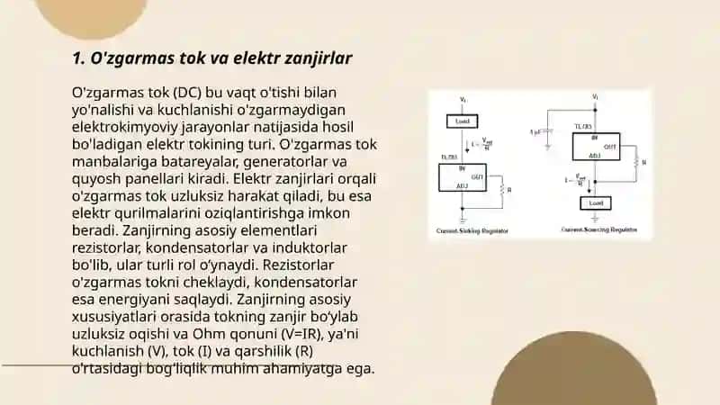 O'zgarmas tok qonunlari 3