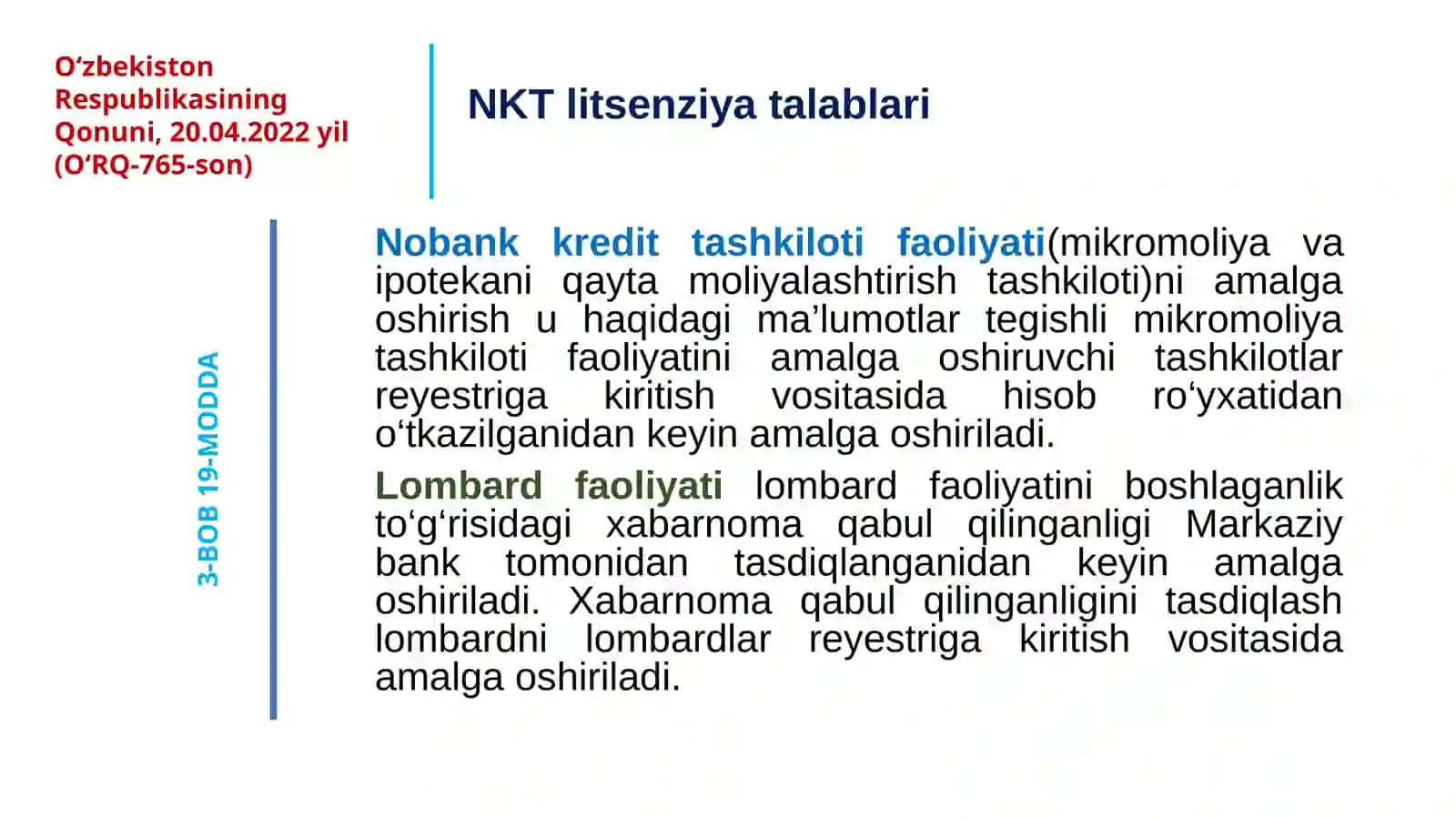NOBANK KREDIT TASHKILOTLARINI LITSENZIYALASH TARTIBI 3