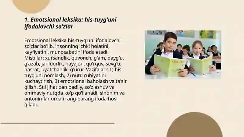 Emotsional leksika: his-tuyg'uni ifodalovchi so'zlar 3