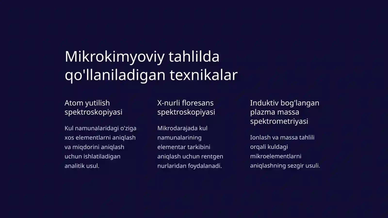 Kuldagi elementlarning mikrokimyoviy tahlili 3