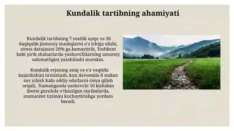 Kundalik Tartibning Ahamiyati 3