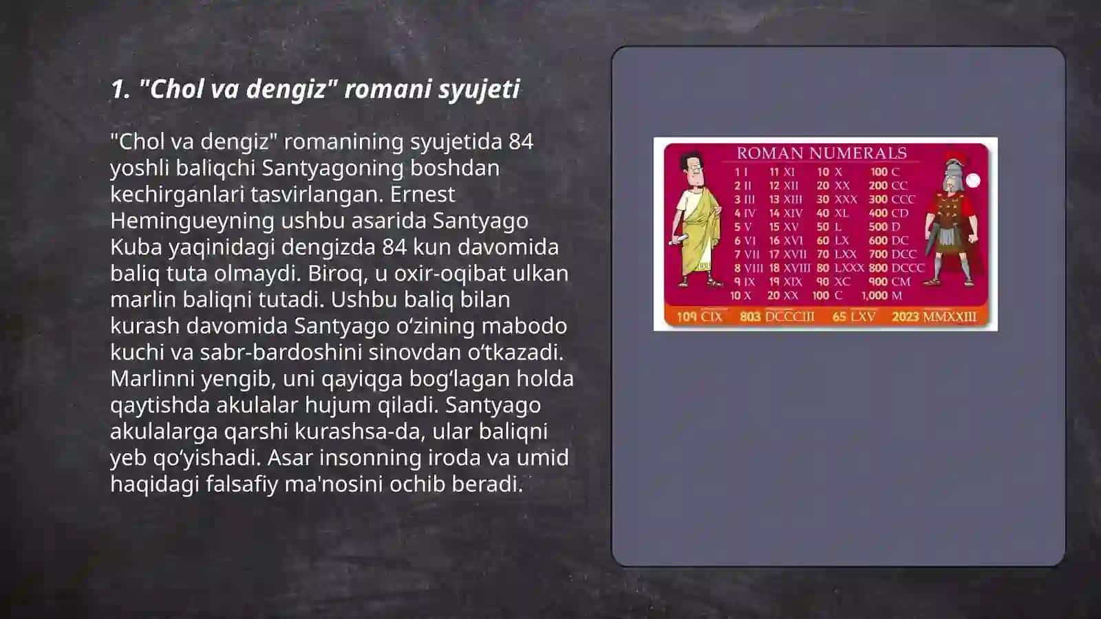 "Chol va dengiz" romani tahlili 3