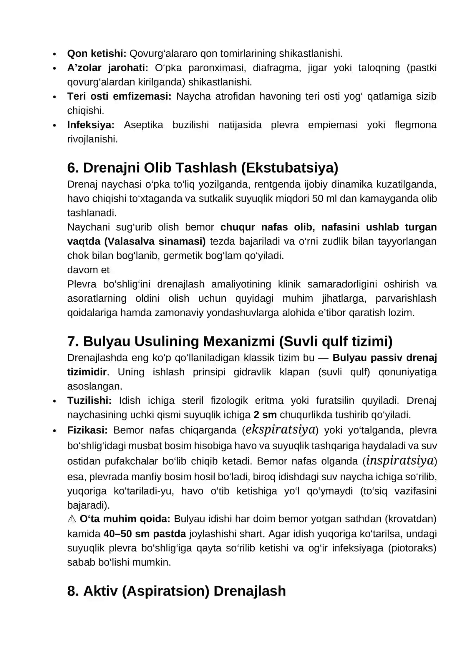 PLEVRA BO`SHLIG`INI DRENJLASH 3