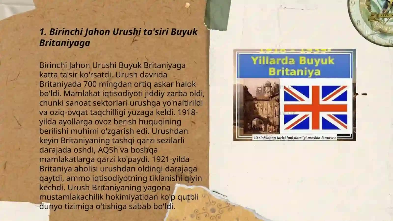 Buyuk Britaniya yillari va Birinchi Jahon Urushi 3