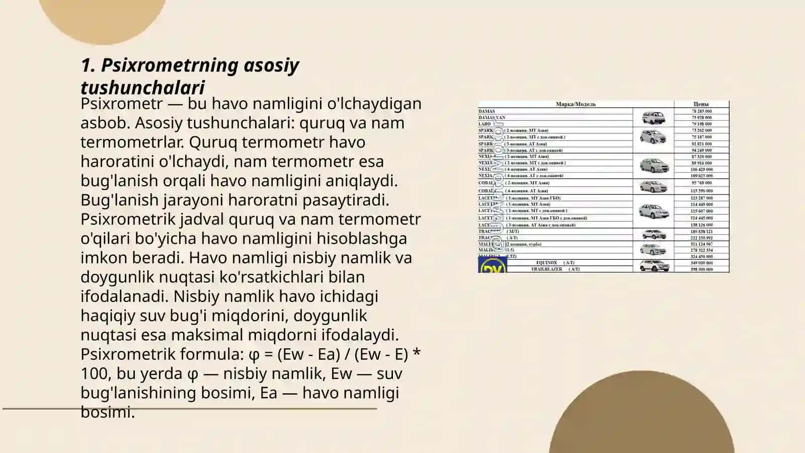 Psixrometr va uning metrologik xarakteristikasi 3