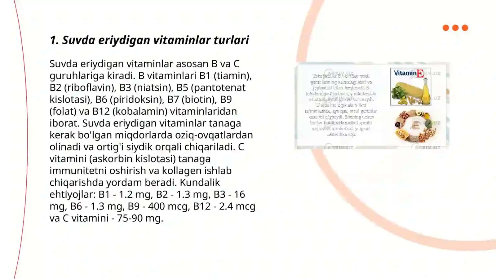 Suvda eriydigan vitaminlar 3