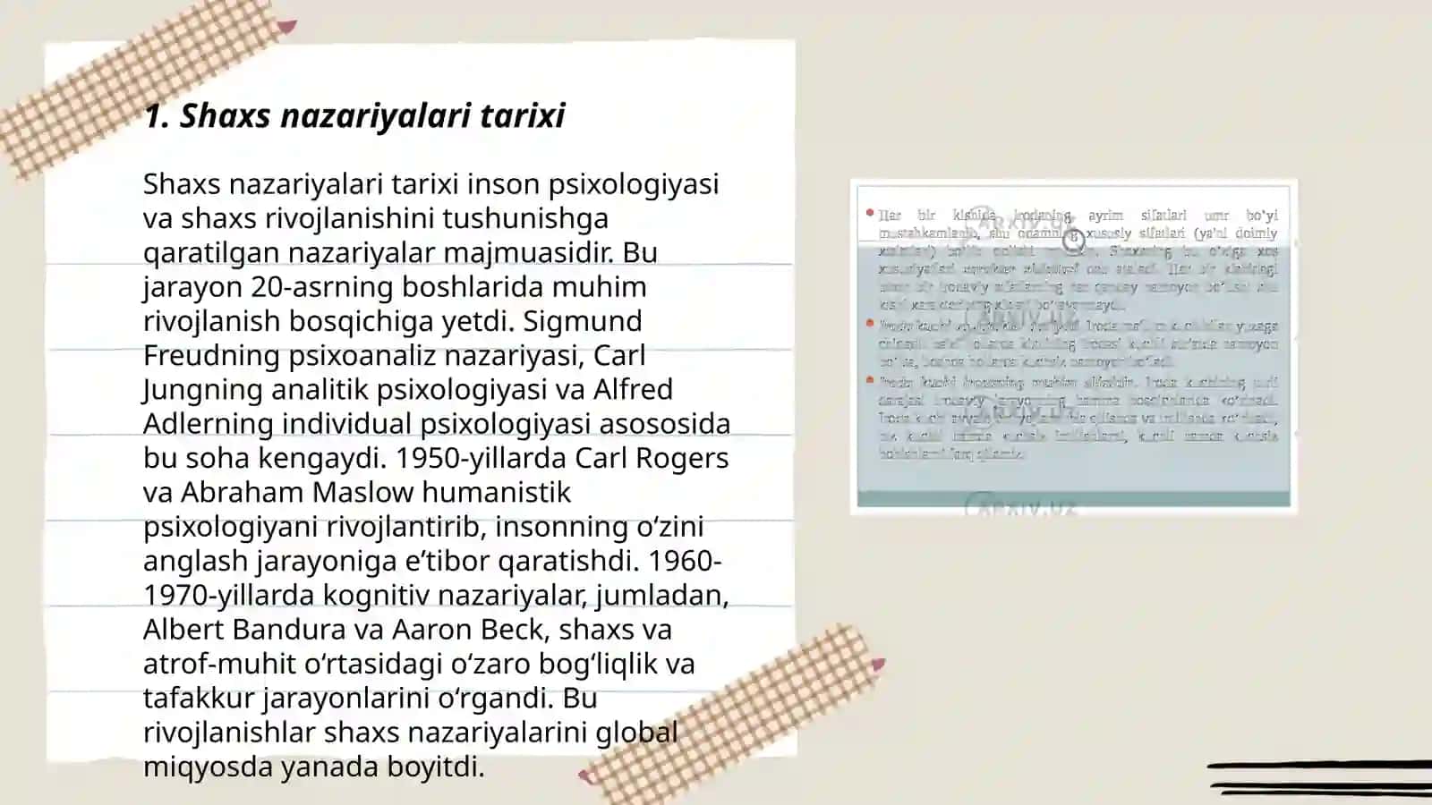 Shaxs nazariyalari tarixi 3