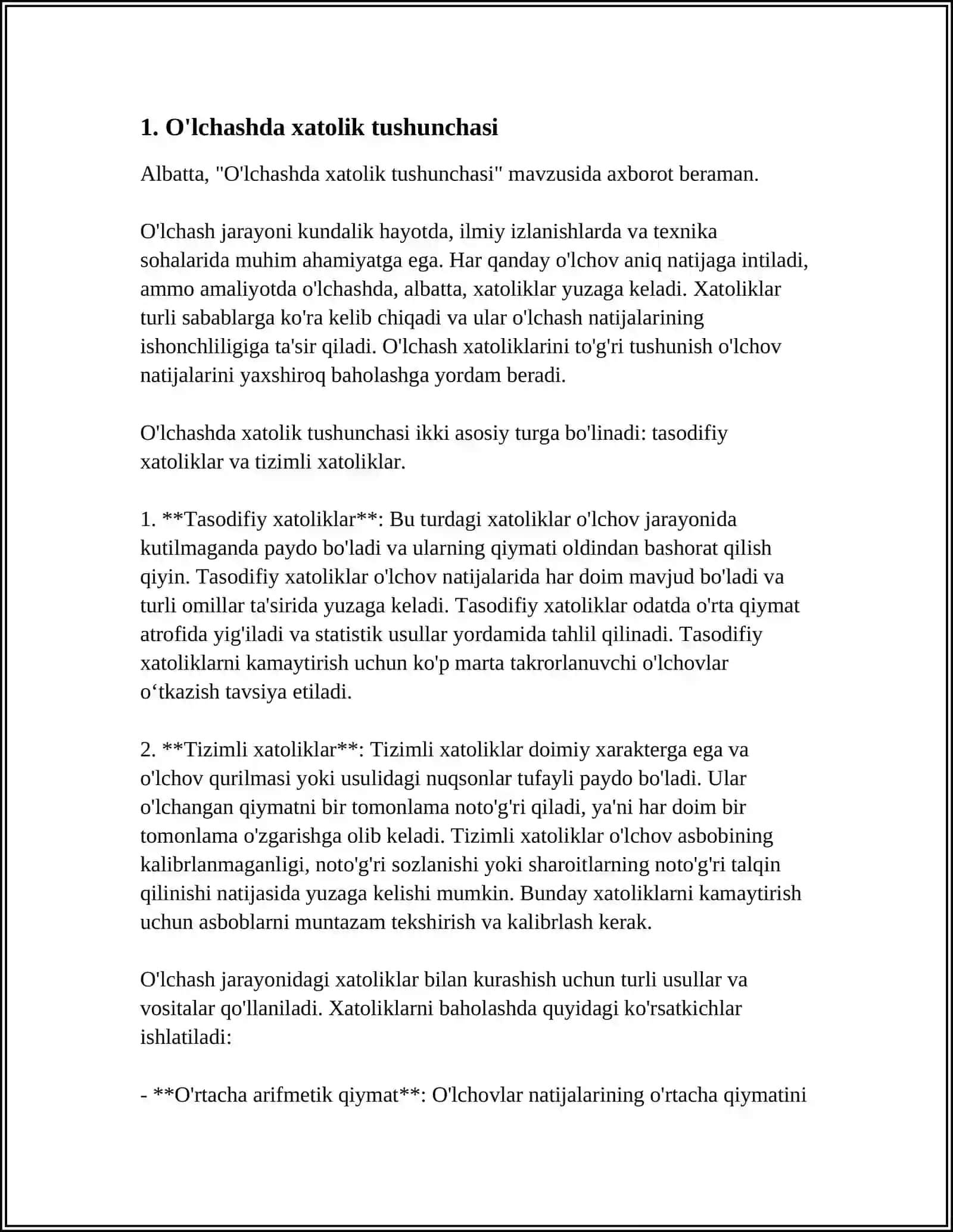 O‘LCHASH XATOLIKLARI VA ULARNING TURLARI 3