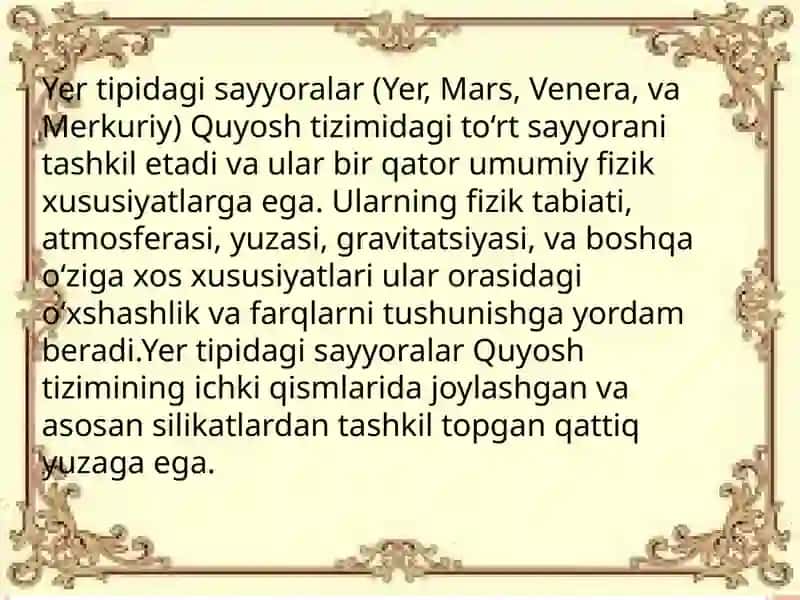 Yer tipidagi sayyoralar 3