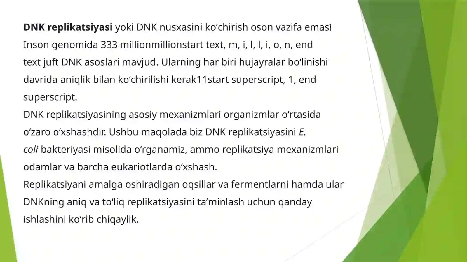 DNK replikatsiyasining molekulyar mexanizmini o’rganish 3