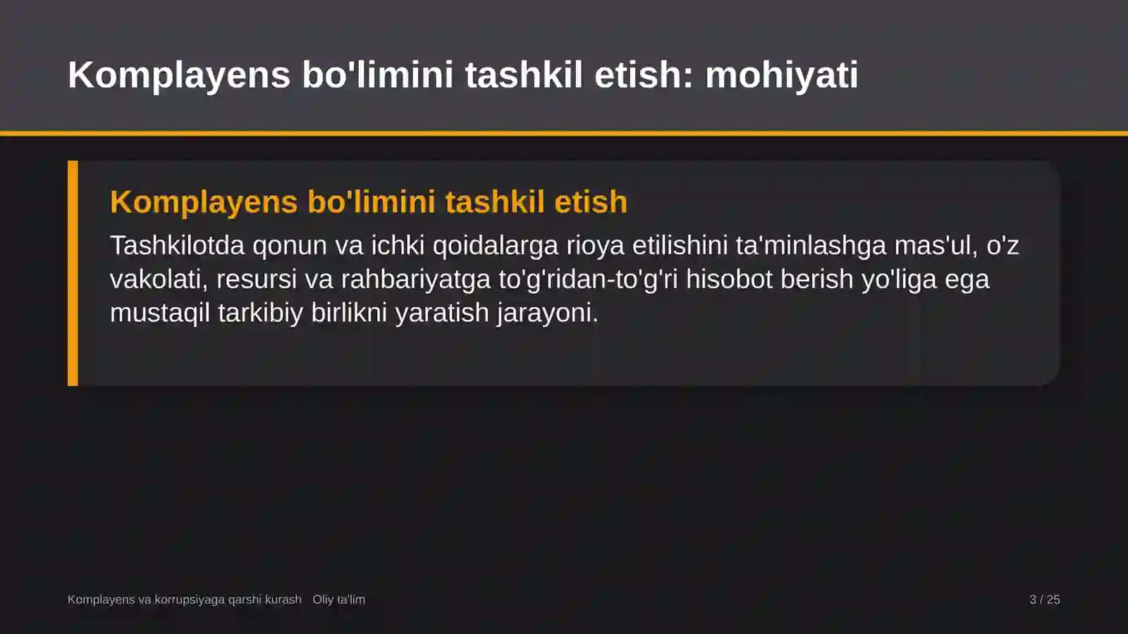 Kempinglarda komplayens bo'limini tashkil etish 3