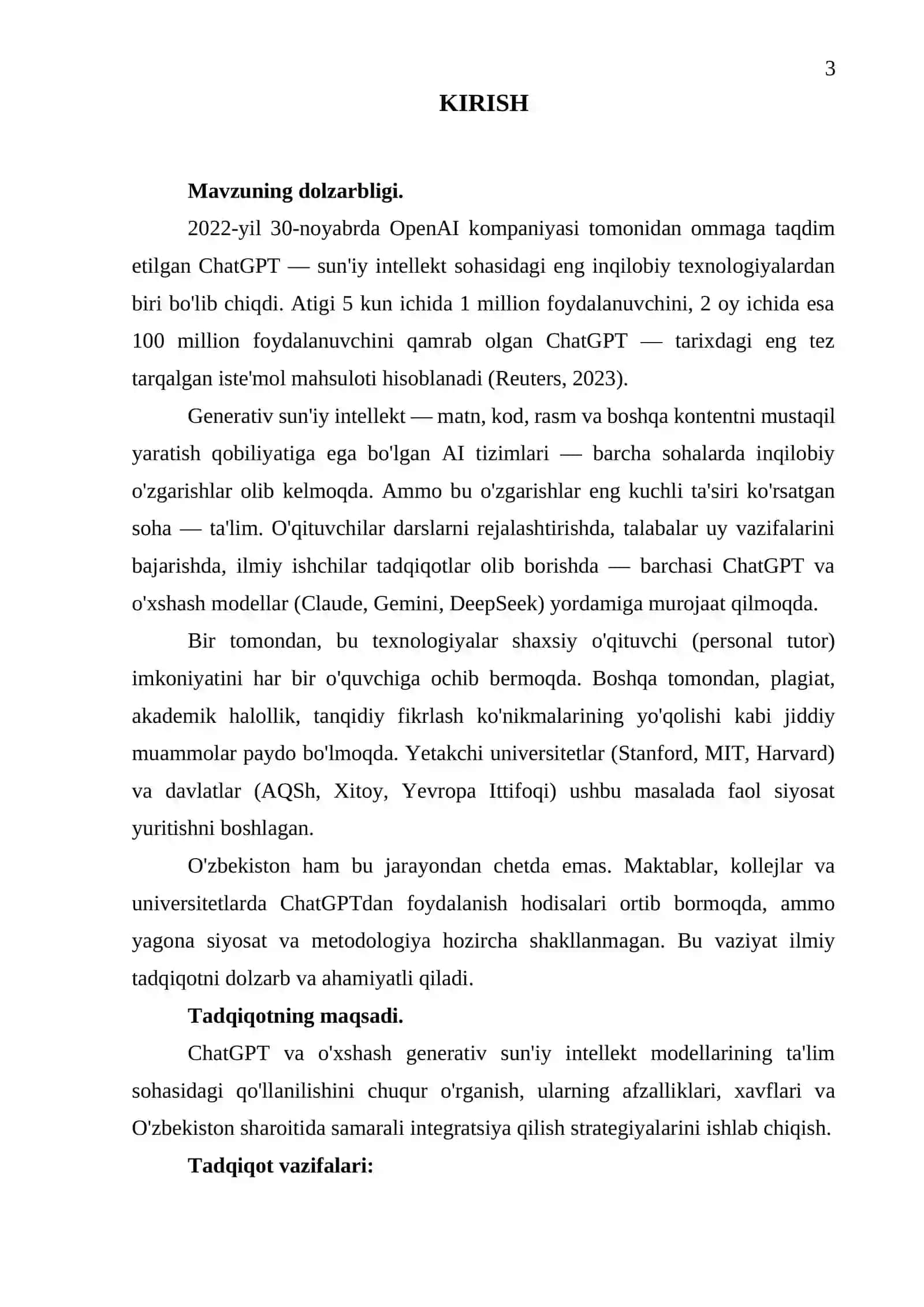 CHATGPT VA O'XSHASH SUN'IY INTELLEKT MODELLARINING TA'LIM SOHASIDAGI QO'LLANILISHI 3