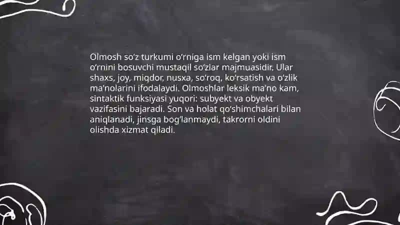 Olmosh soʻz turkumi 3