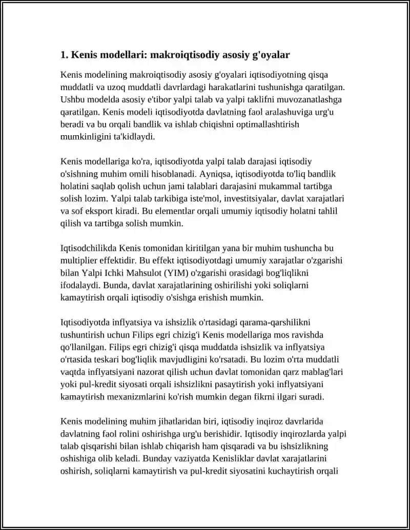 Kenis Modellari va Filips Egri Chizig'i 3