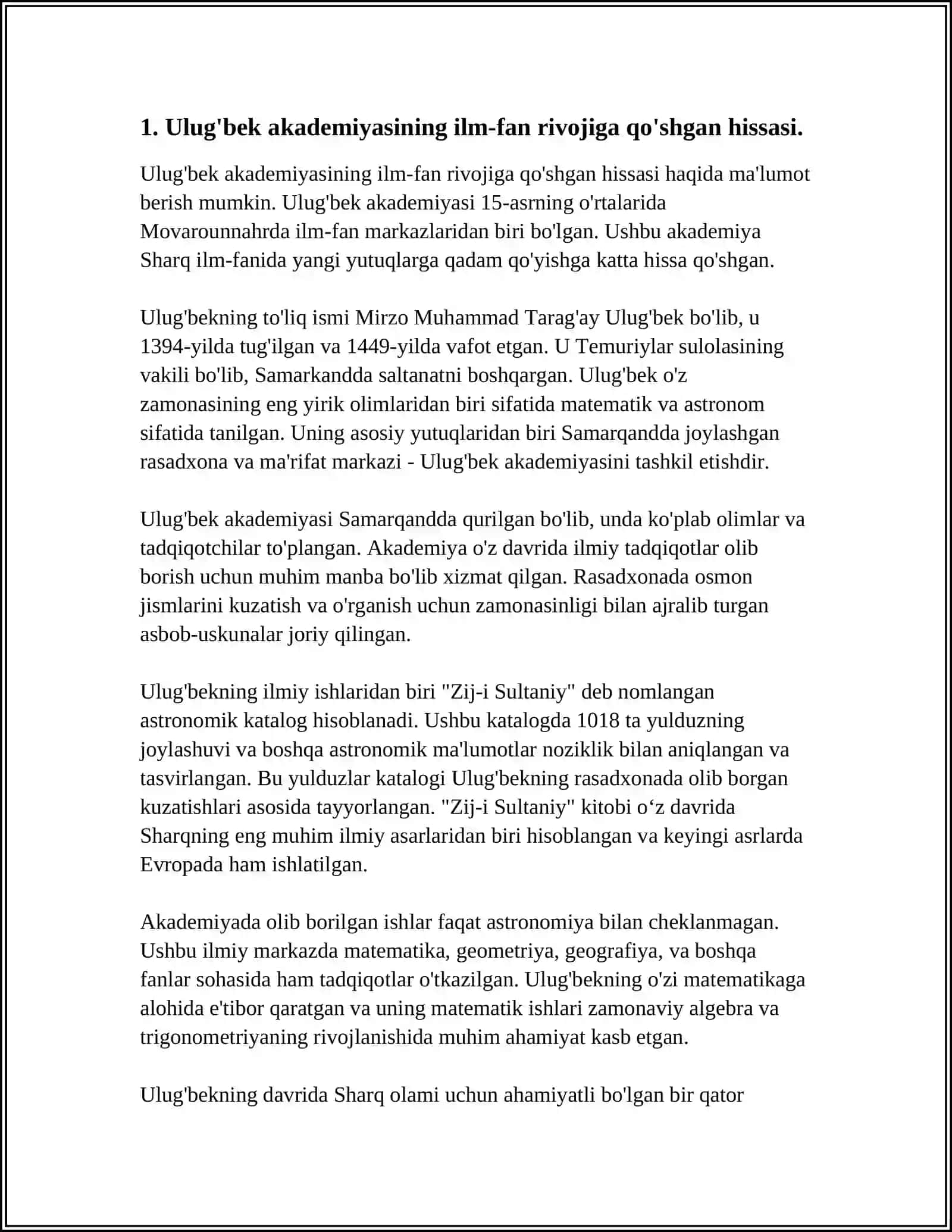 JAMIYAT HAYOTIDA “ULUG’BEK AKADEMIYASI”NING TUTGAN O’RNI 3