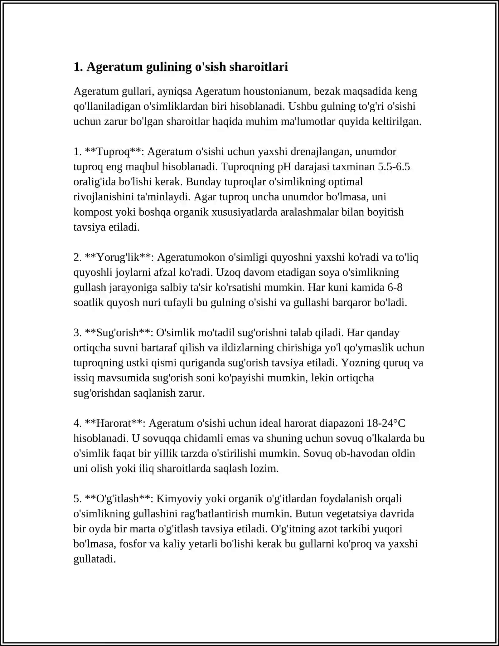 AGERATUM GULINING BIOLOGIK XUSUSIYATLARI 3