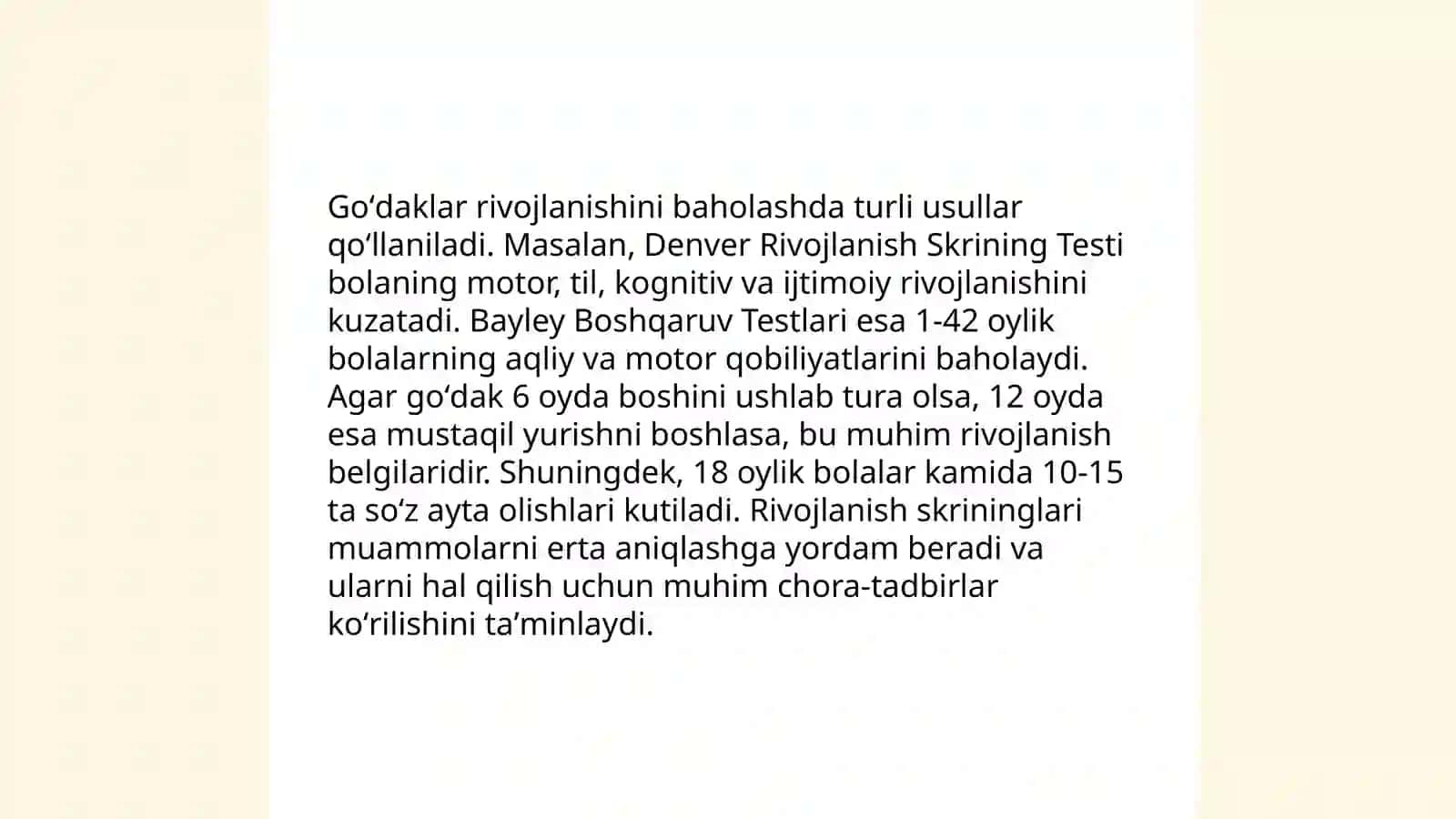 Goʻdaklar va maktabgacha yoshdagilarni testdan oʻtkazish 3