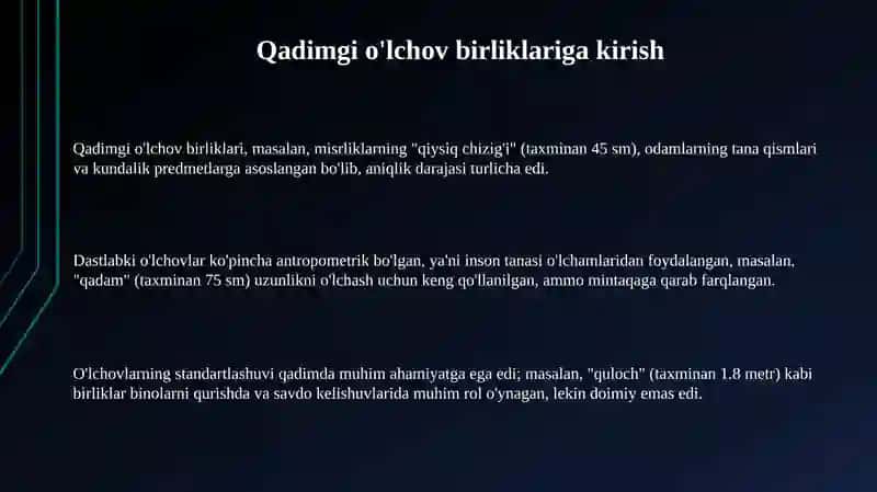 Qadimgi o'lchov birliklar 3