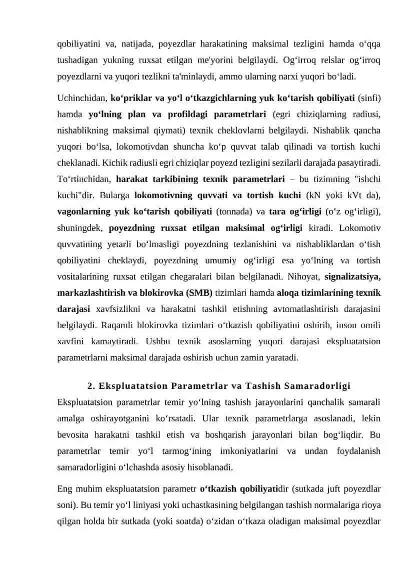 Temir yo‘l transportining asosiy parametrlari 3