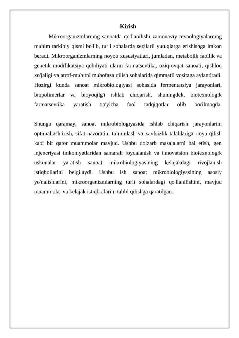 Mikroorganizmlardan sanoatda foydalanish 3