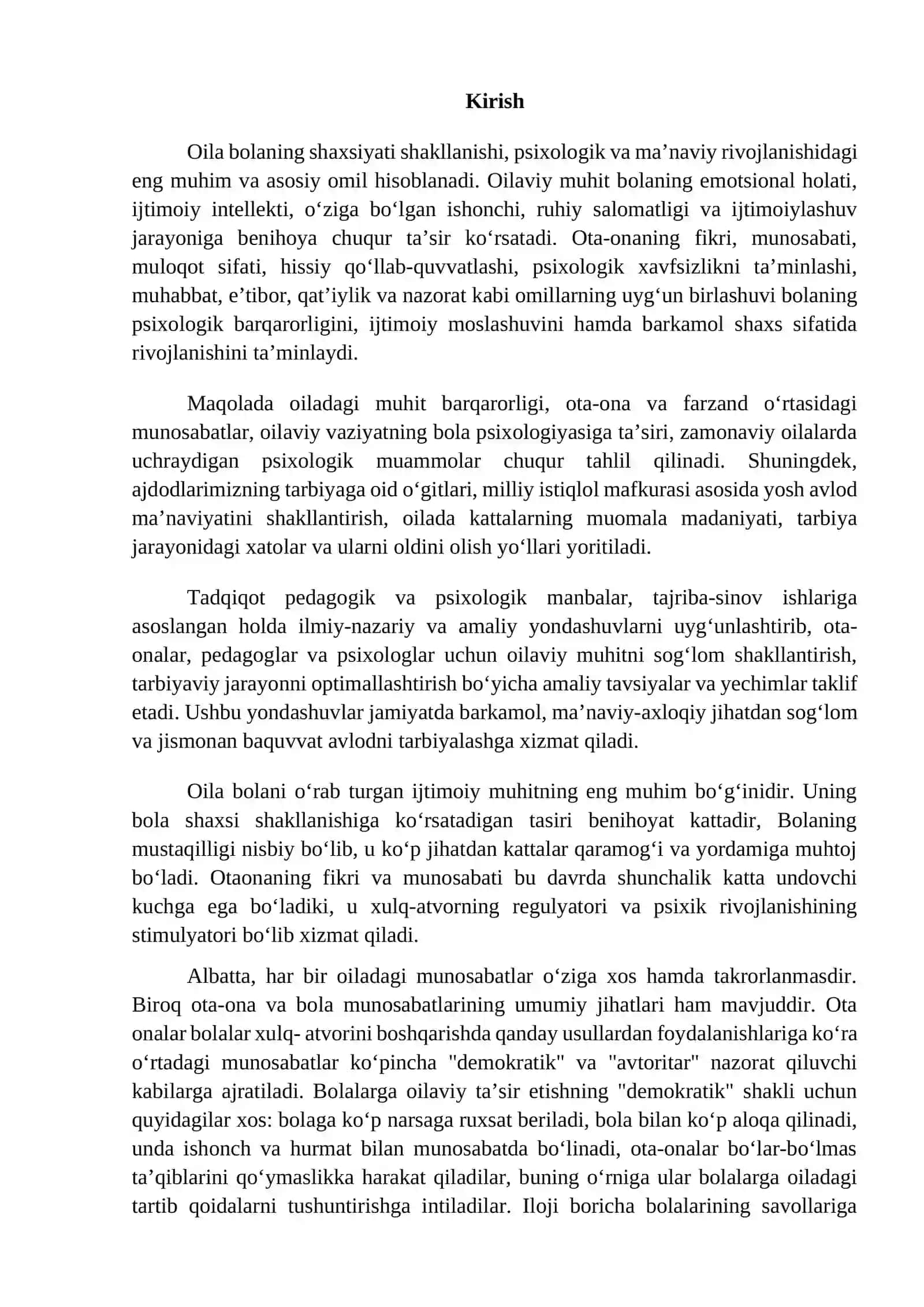 Bola shaxsining shakllanishida oila muhitining o‘rni 3
