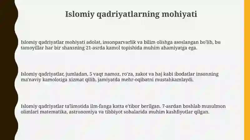 Islomiy qadriyatlarning mohiyati 3