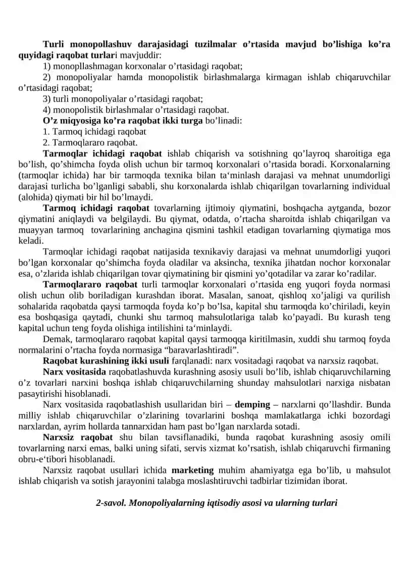 Narxning moxiyati va shakllanish xususiyatlari 3