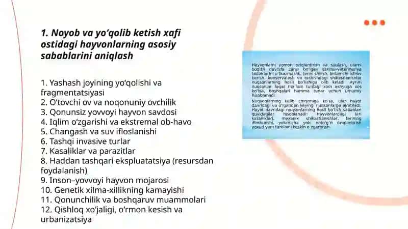 Noyob va yoʻqolib ketish xafi ostidagi hayvonlarni saqlash 3