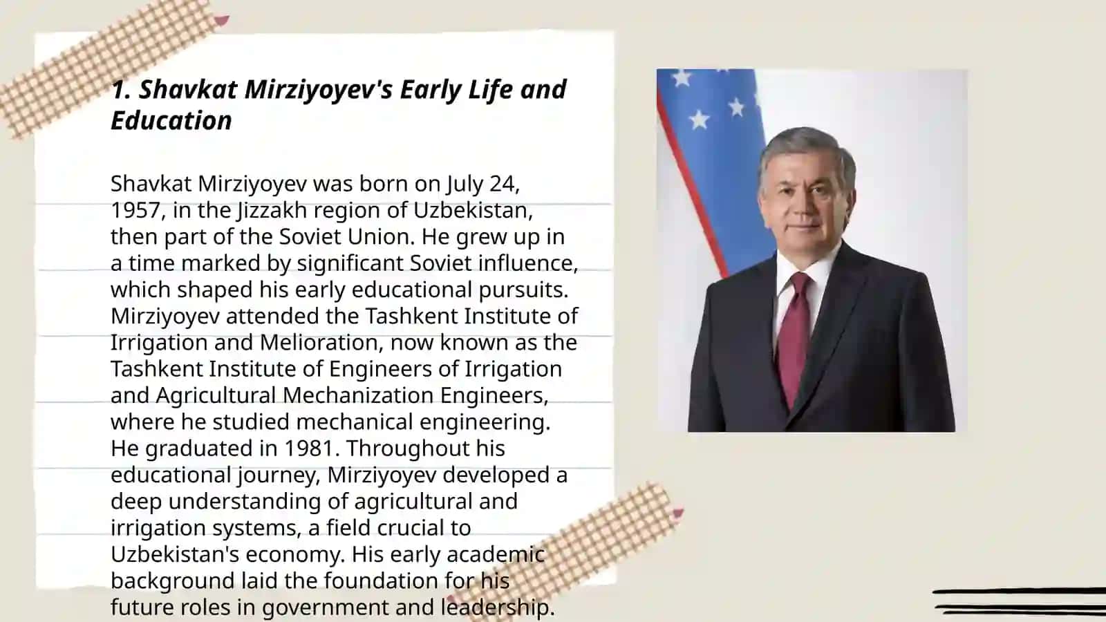 Shavkat Mirziyoyev's Early Life and Education 3