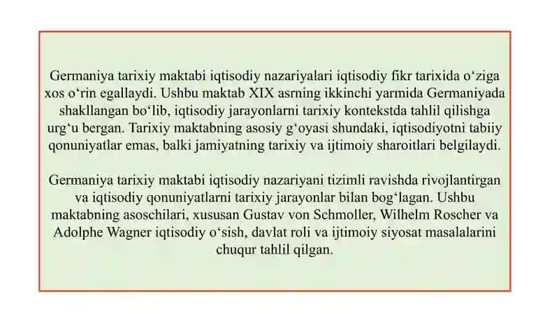 Germaniya tarixiy maktabi iqtisodiy nazariyalari 3
