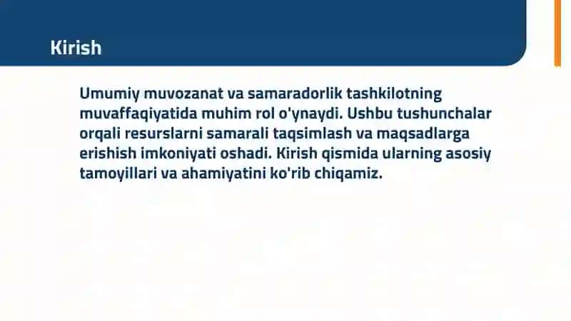 Umumiy muvozanat va samaradorlik 3