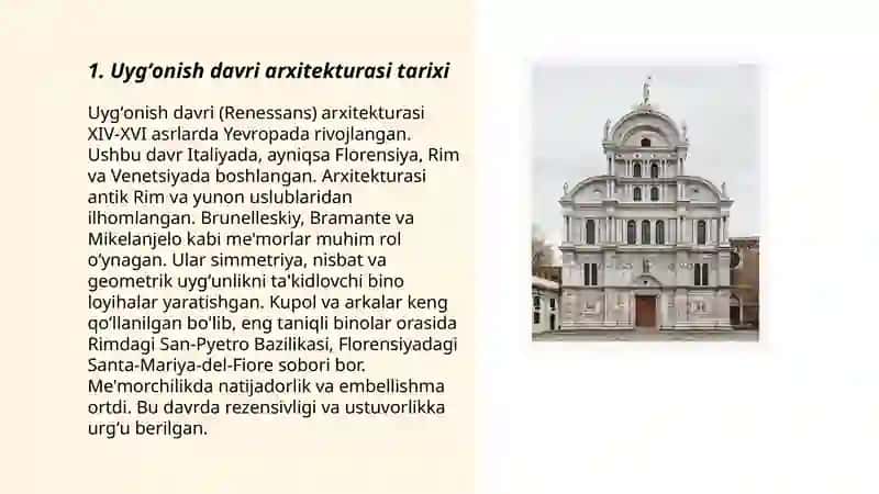 Uygʻonish davri arxitekturasidan tayyor slayd 3