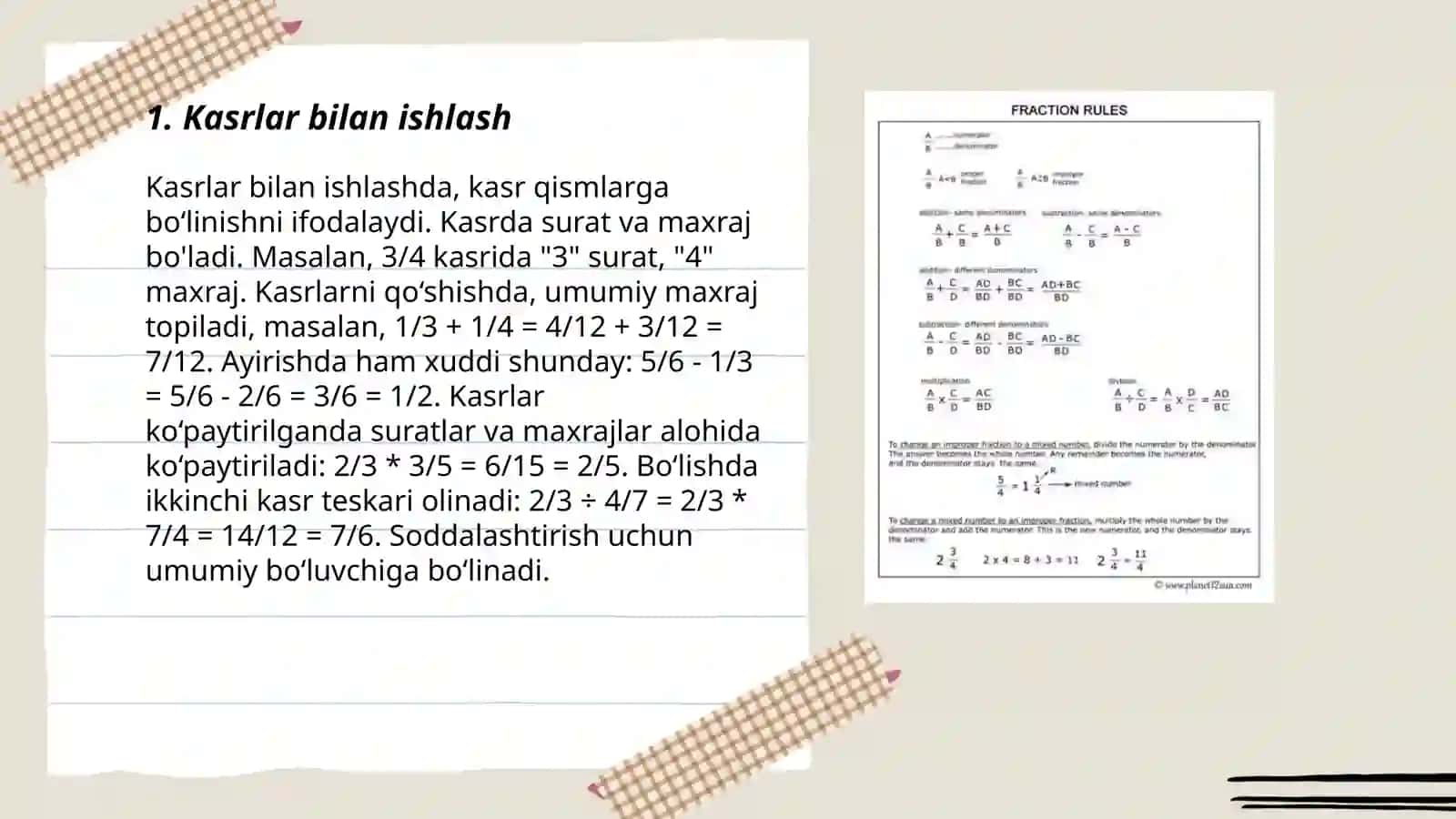 Algebraik kasrlarni qo'shish va ayirish 3