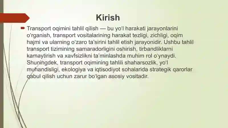 Transport oqimini tahlil qilish 3