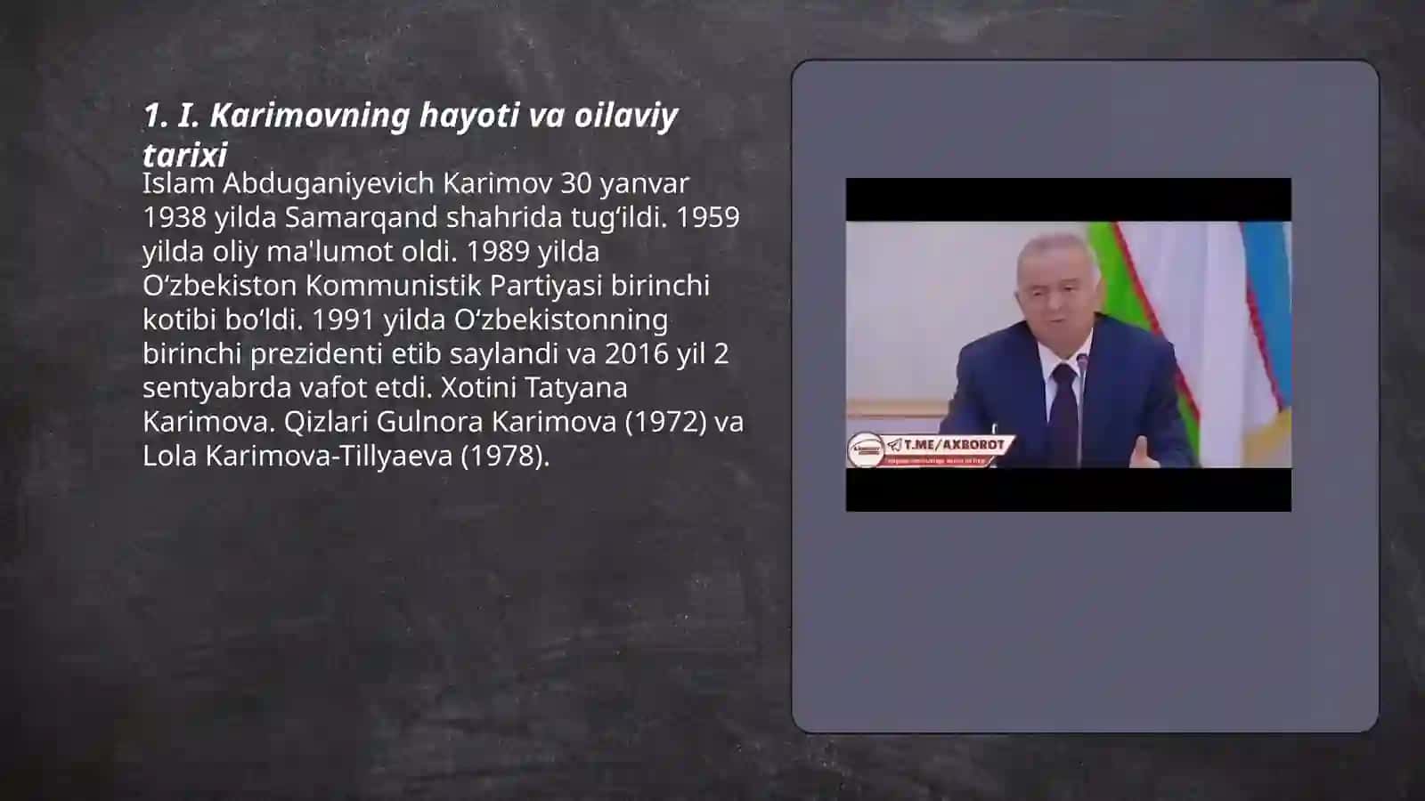 I. Karimovning hayoti va oilaviy tarixi 3